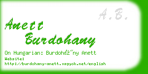 anett burdohany business card